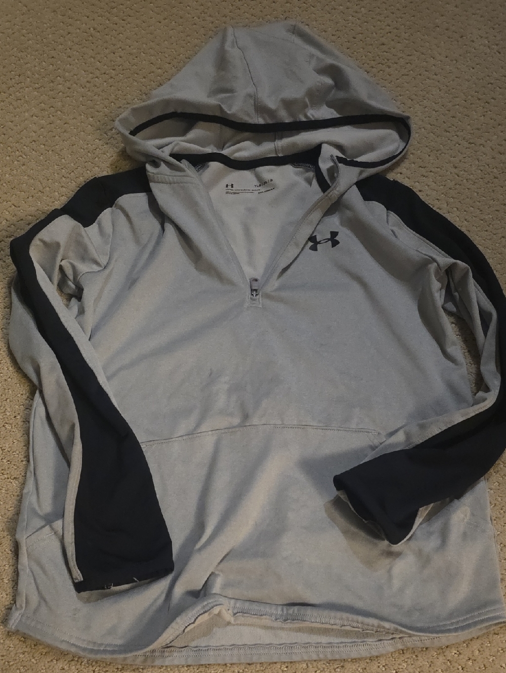 Under Armour Gray and Black Quarter-Zip Hoodie Coldgear